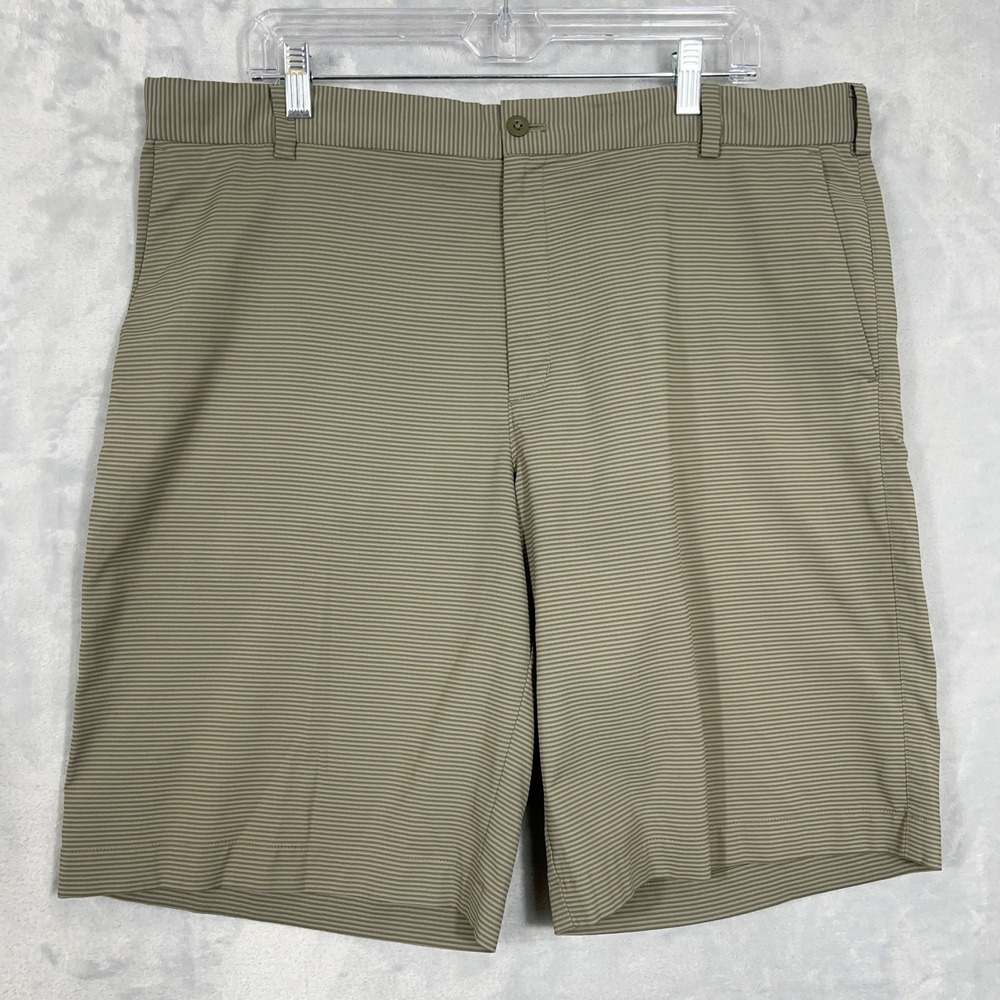 Nike Golf Mens Tour Performance Beige Striped 11" Golf Shorts‎ 38 Preppy Logo